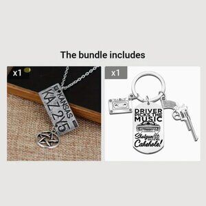 Supernatural Necklace and Keychain Bundle in Silver